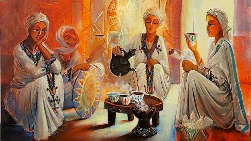 Ethiopian coffee ceremony, the ritual of coffee cup fortune telling 
